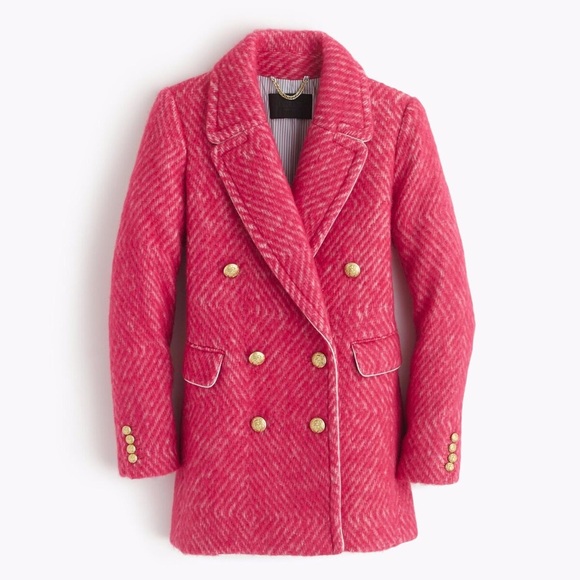 J.CREW Diamond Tweed Barbie Pink Coat Size 0 Sorbet Ivory Blazer Jacket - Picture 2 of 7
